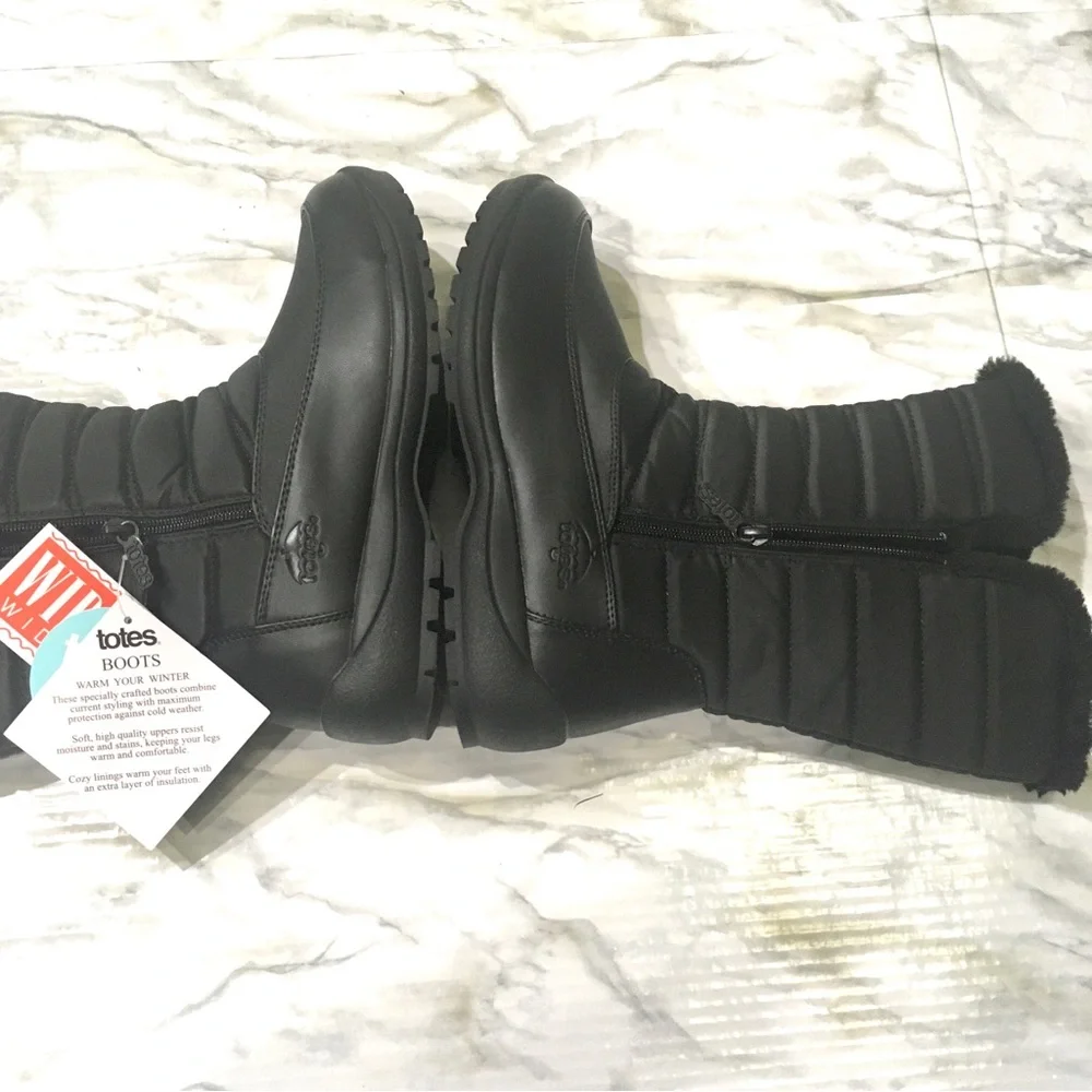 totes Women's Black Winter & Rain Tall Insulated Boots